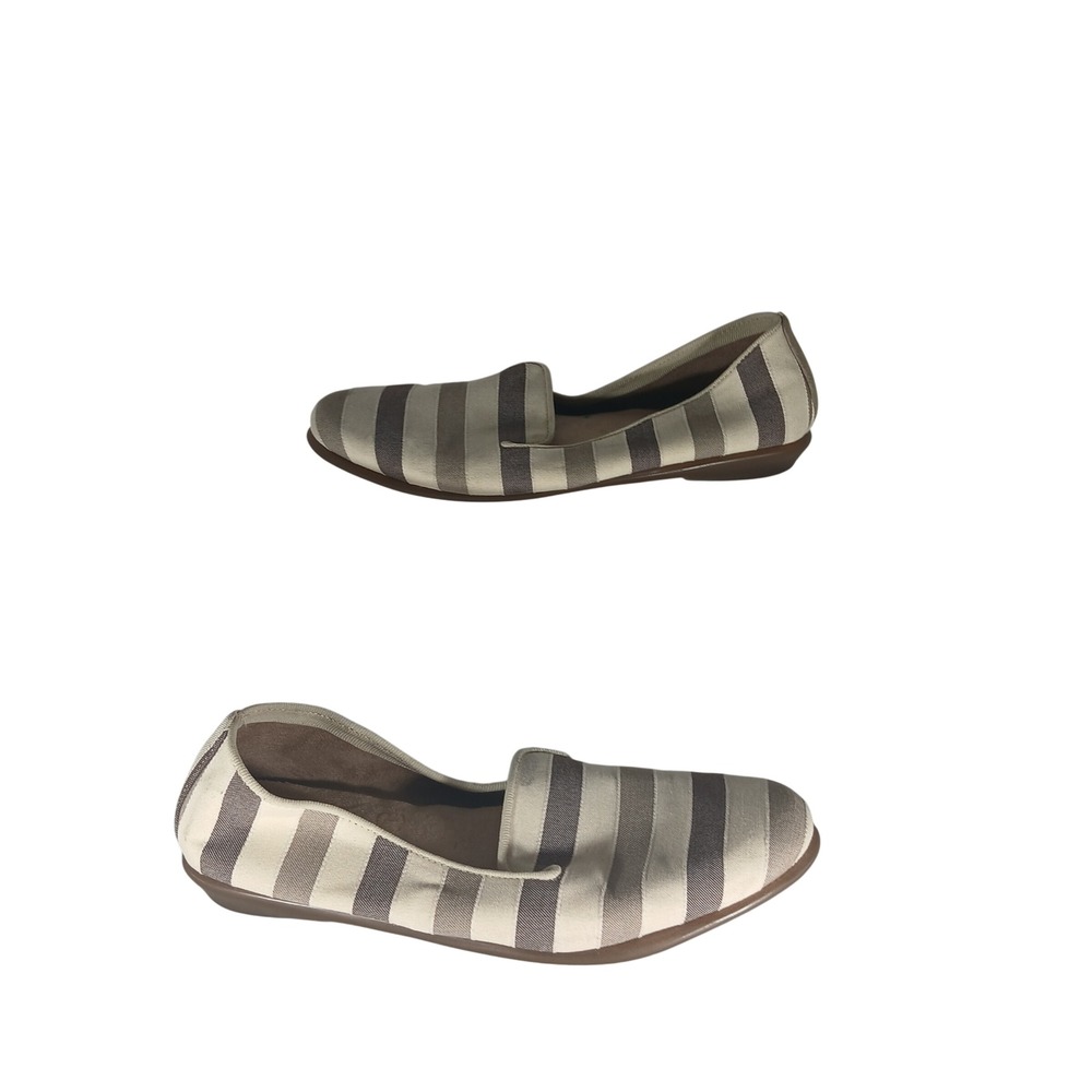 Aerosoles Betunia Loafers 7.5M Tan Cream Striped Coastal Preppy Flats